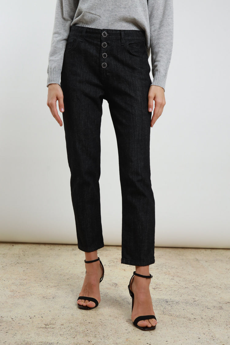 SUSY MIX - JEANS BOTTONI GIOIELLO - NERO