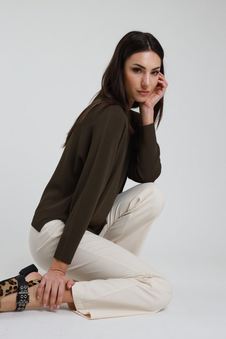 SUSY MIX - MAGLIA SCOLLO A BARCA - MORO