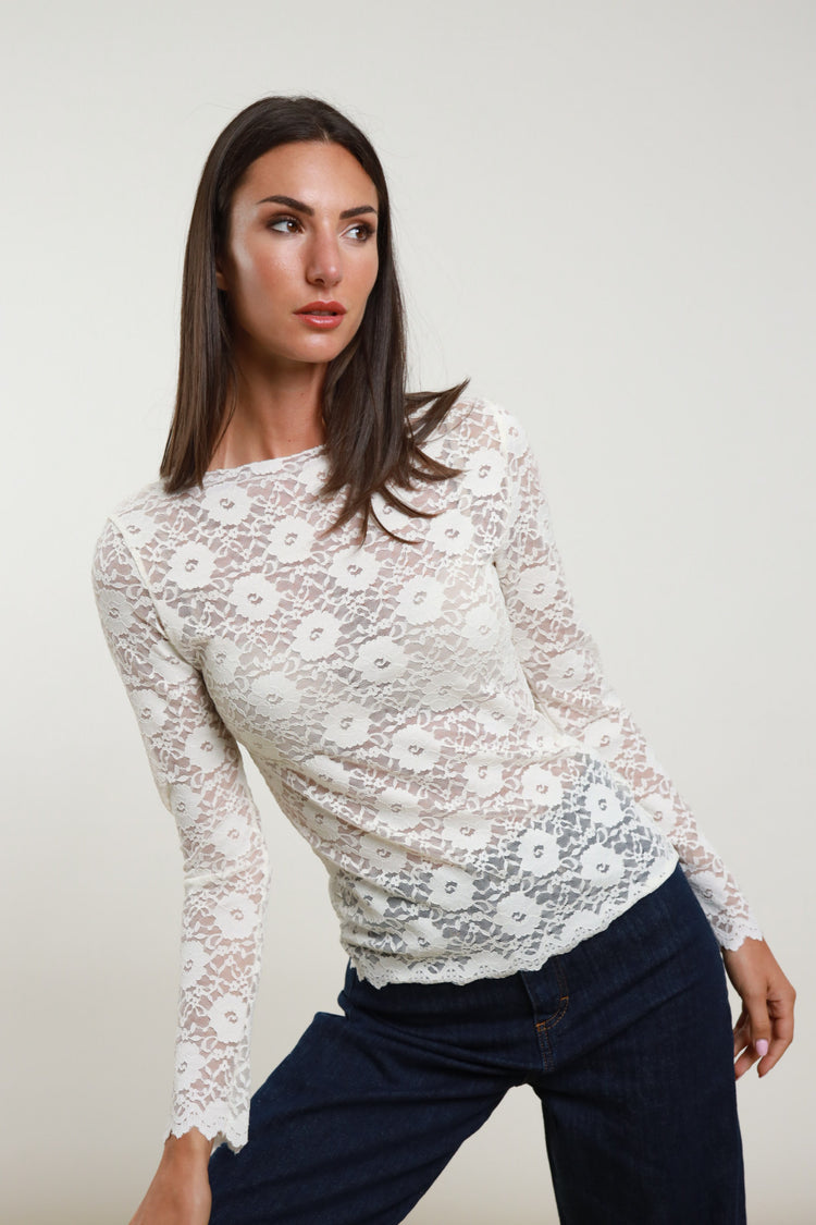 SUSY MIX - MAGLIA PIZZO MANICA 3 / 4 - VINO