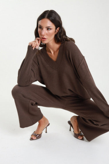 SUSY MIX - COMPLETO MAGLIA V + PANTALONE - MORO