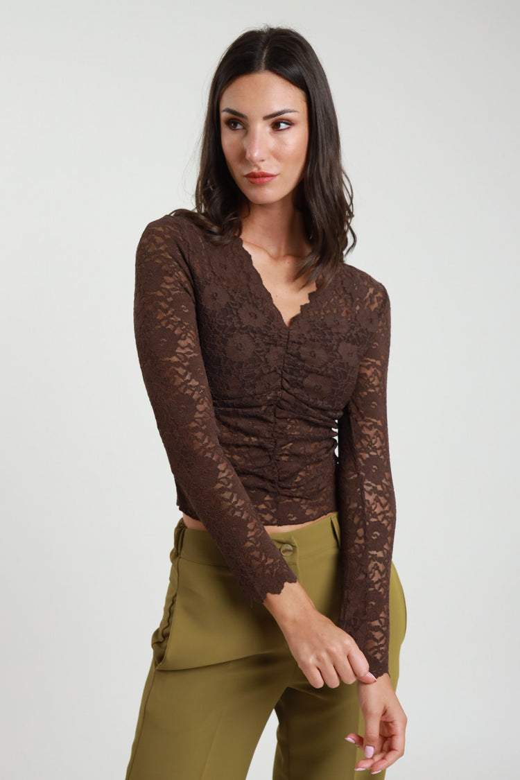 SUSY MIX - MAGLIA PIZZO SCOLLO V - MORO