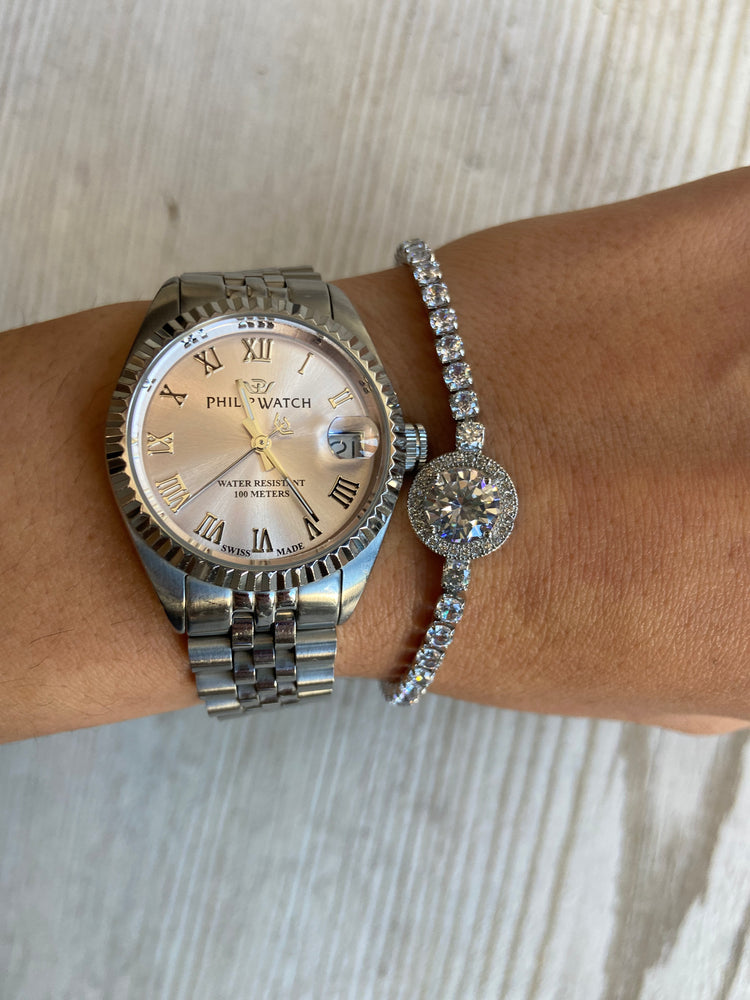 BRACCIALE - TENNIS CON CIONDOLO - ARGENTO