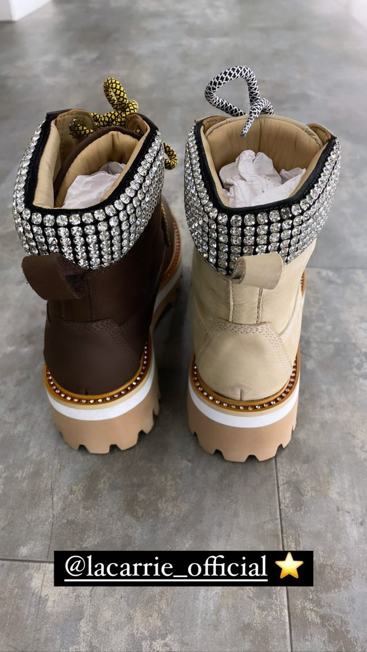 LA CARRIE - SCARPONCINO CON DIAMANTINI - IVORY