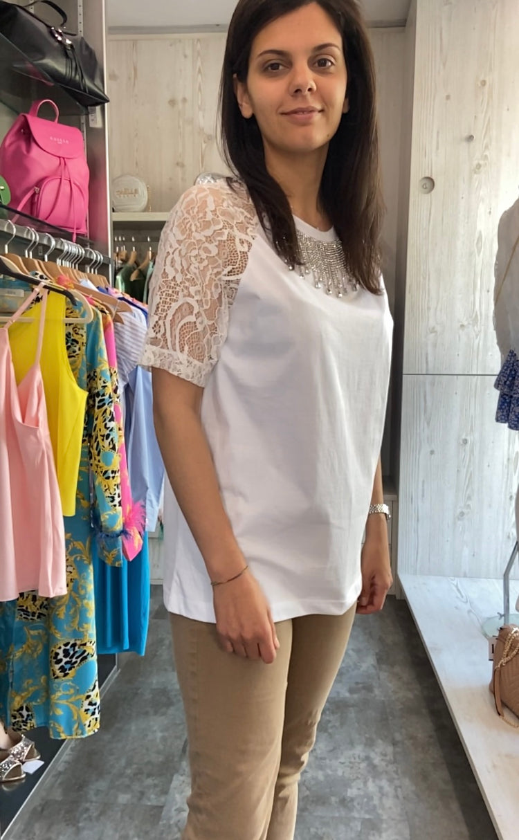ODI ET AMO - T-SHIRT CON PERLE