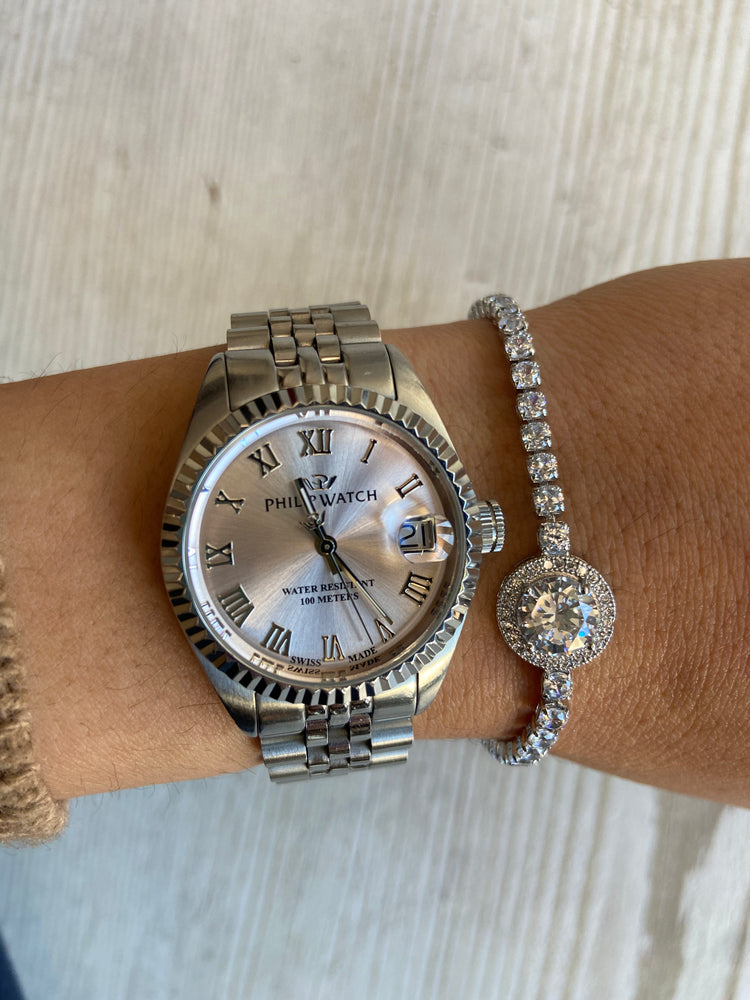 BRACCIALE - TENNIS CON CIONDOLO - ARGENTO