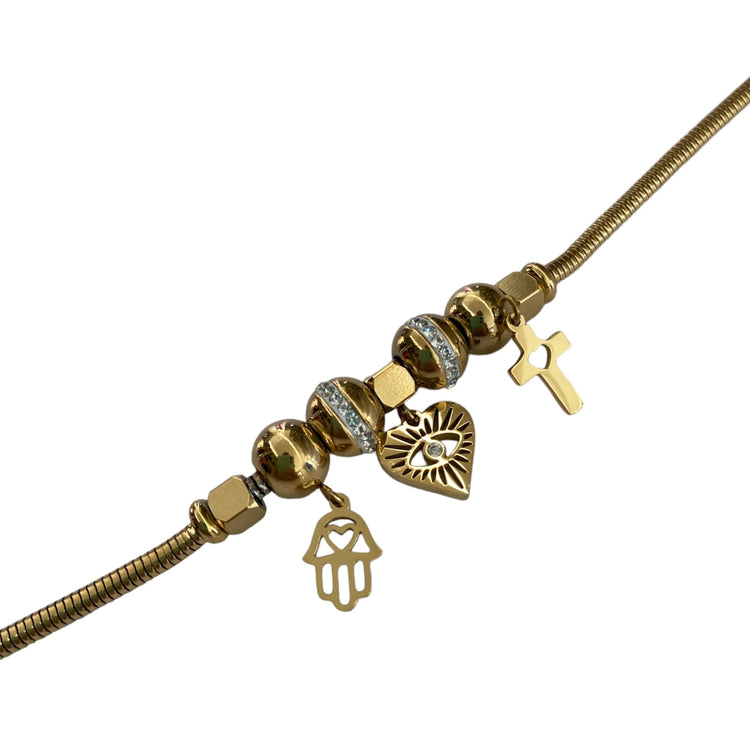 BRACCIALE - TENNIS ORO - PEACE AND LOVE