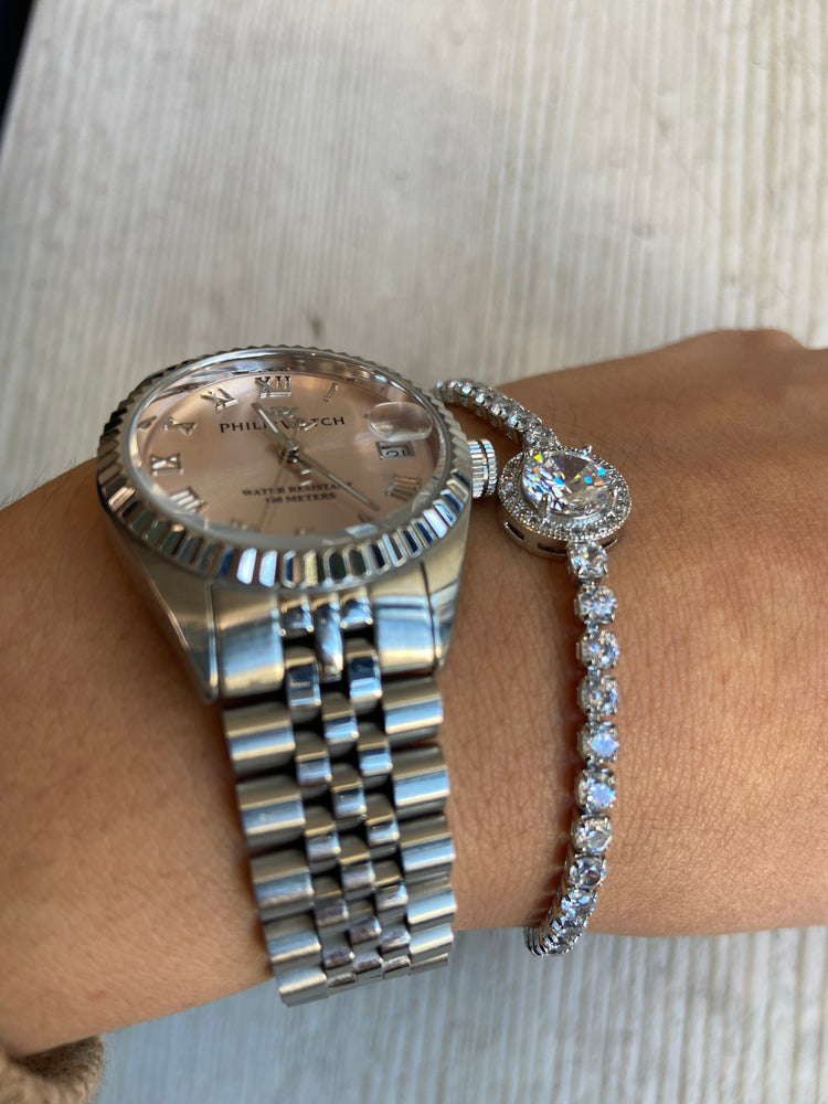 BRACCIALE - TENNIS CON CIONDOLO - ARGENTO