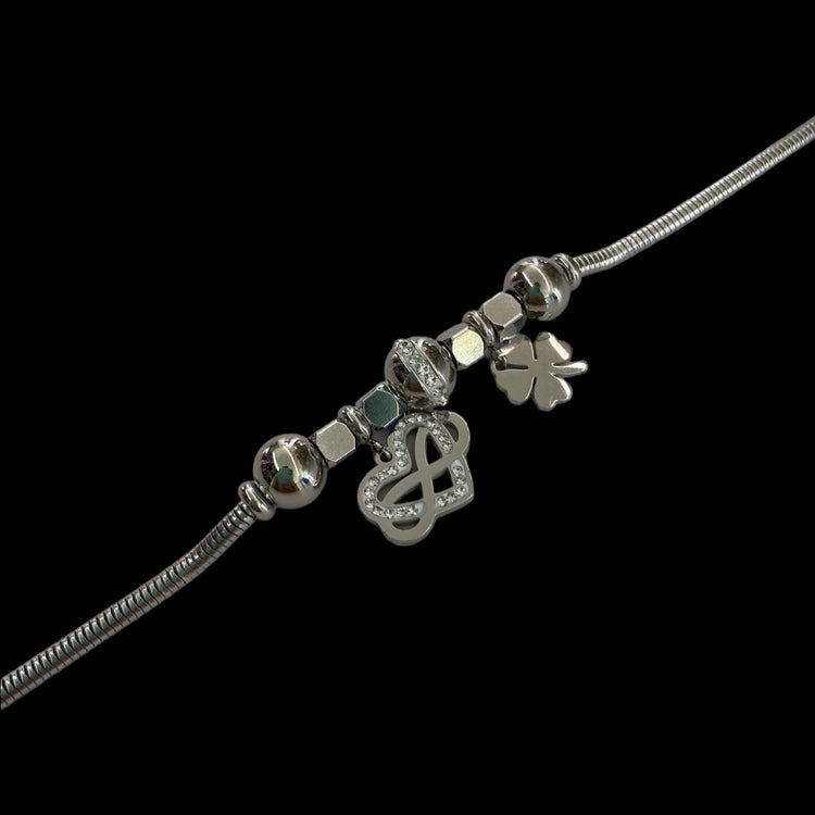 BRACCIALE - TENNIS ARGENTO - LOVE