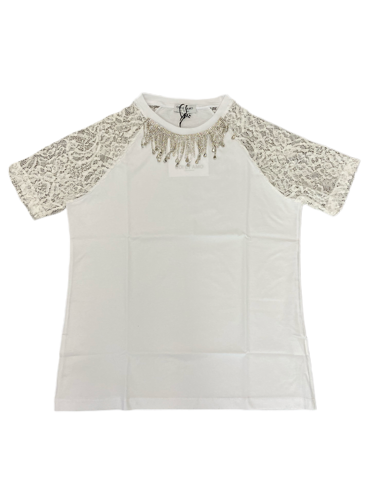 ODI ET AMO - T-SHIRT CON PERLE