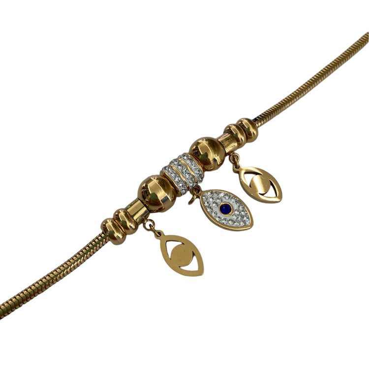 BRACCIALE - TENNIS ORO - OCCHIO BLU