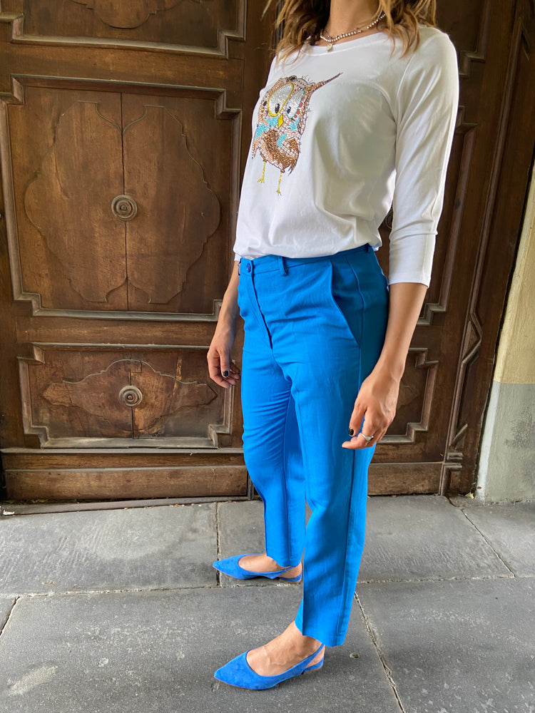 VICOLO - PANTALONE IN LINO - BLUETTE