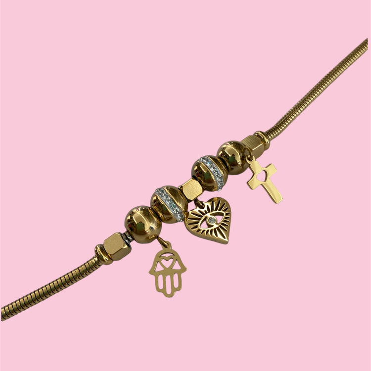 BRACCIALE - TENNIS ORO - PEACE AND LOVE