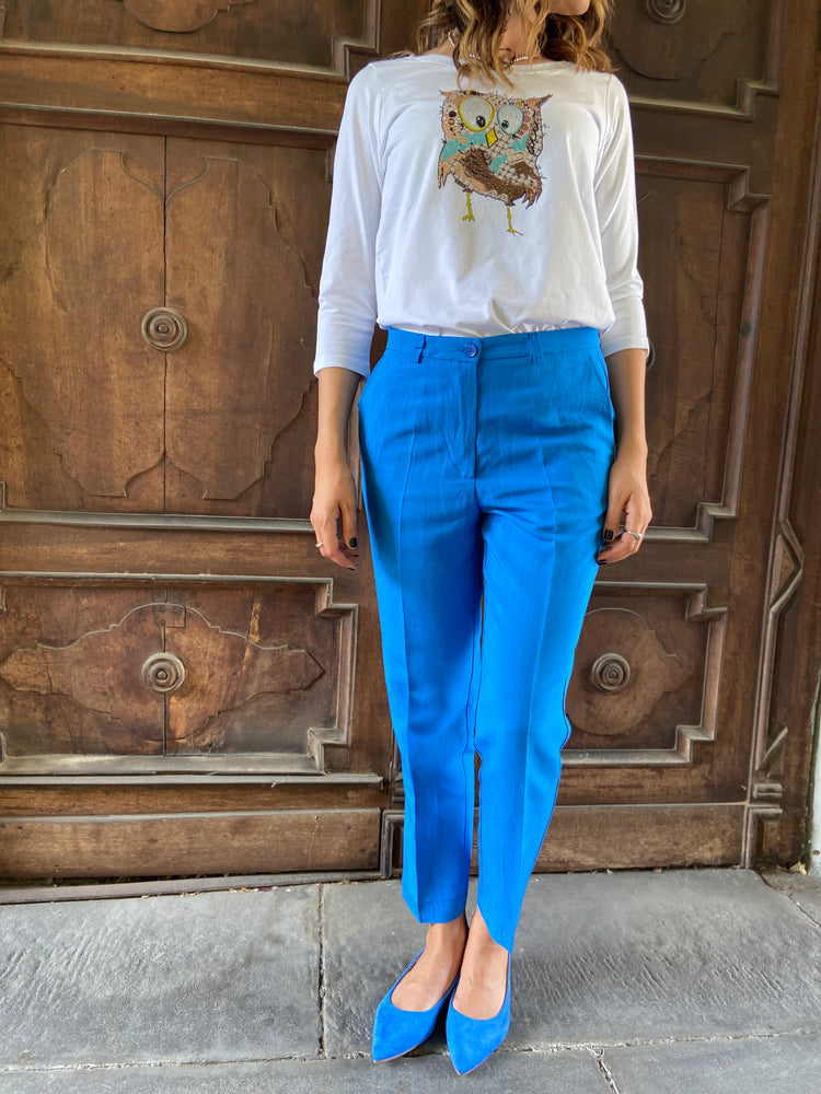 VICOLO - PANTALONE IN LINO - BLUETTE