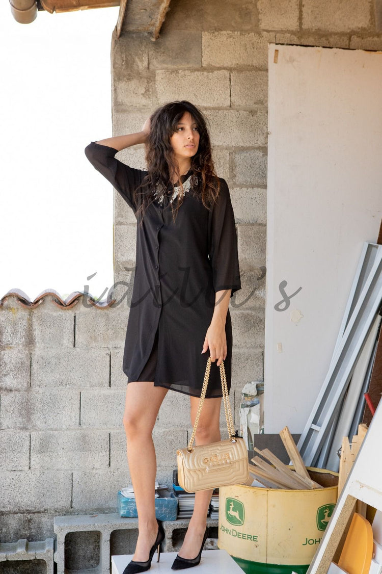 VESTITO CAMICIA - NERO