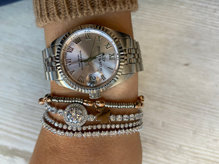 BRACCIALE - TENNIS CON CIONDOLO - ARGENTO