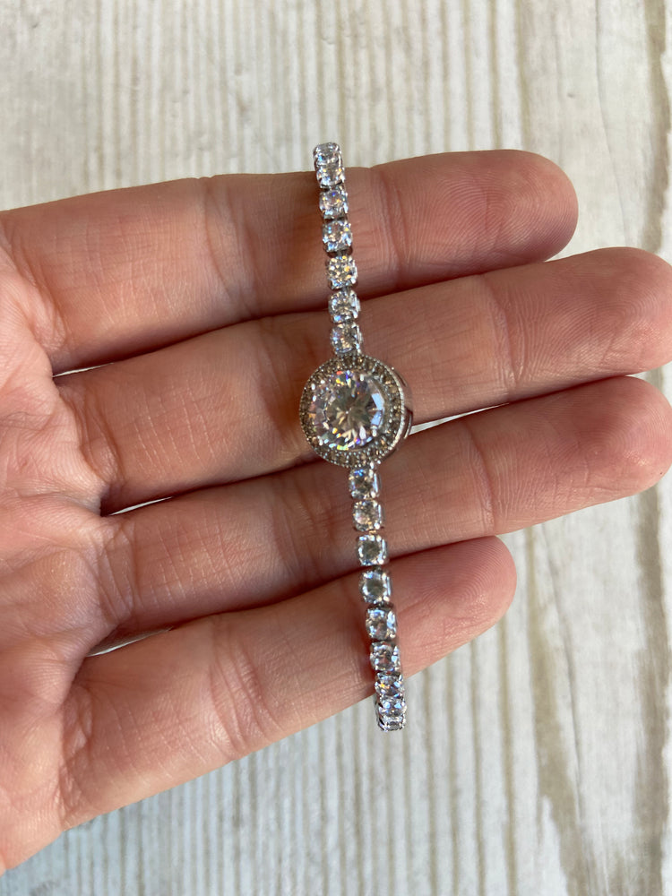 BRACCIALE - TENNIS CON CIONDOLO - ARGENTO