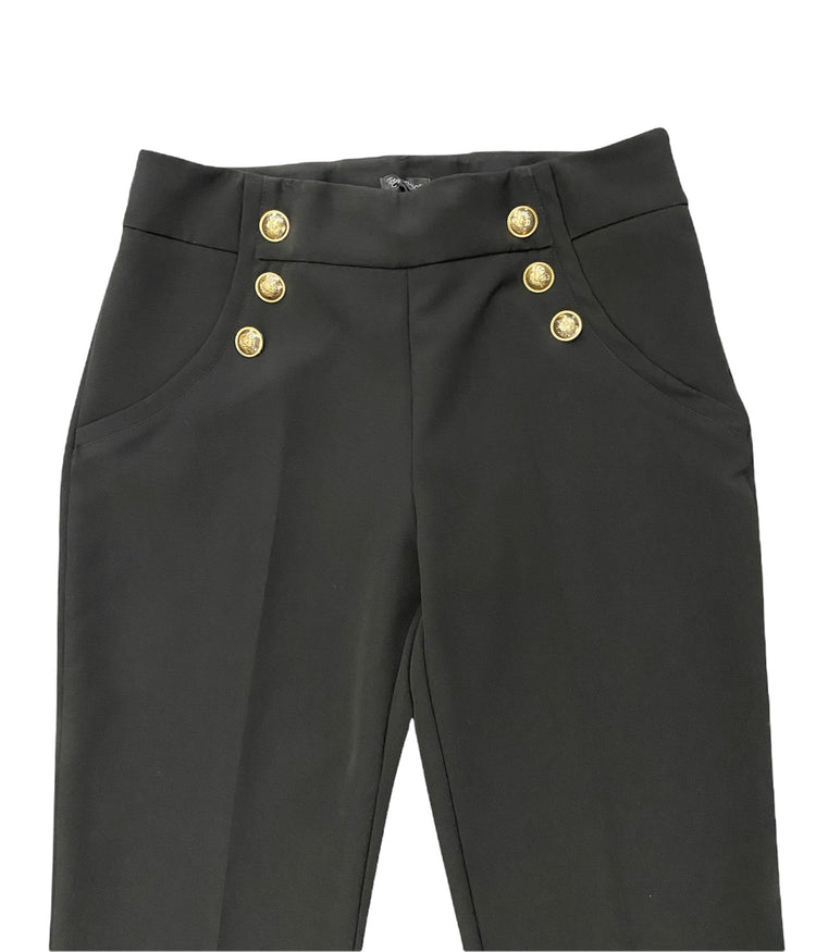 PANTALONE NERO CON BOTTONI ORO - TG 48