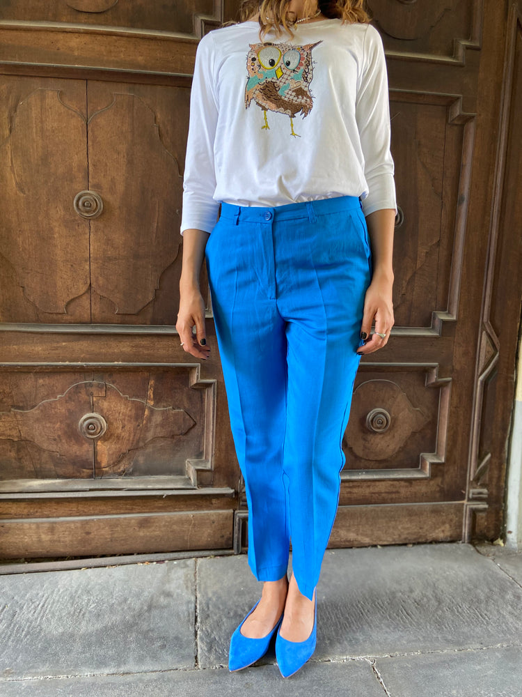 VICOLO - PANTALONE IN LINO - BLUETTE