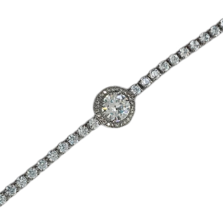 BRACCIALE - TENNIS CON CIONDOLO - ARGENTO