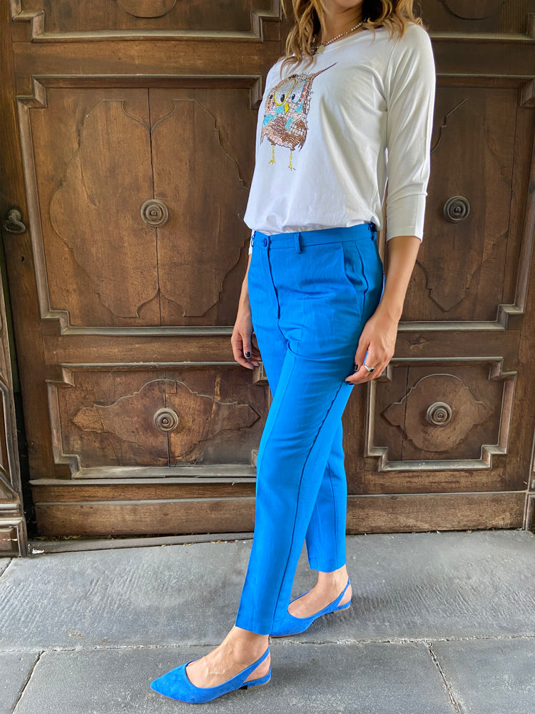 VICOLO - PANTALONE IN LINO - BLUETTE