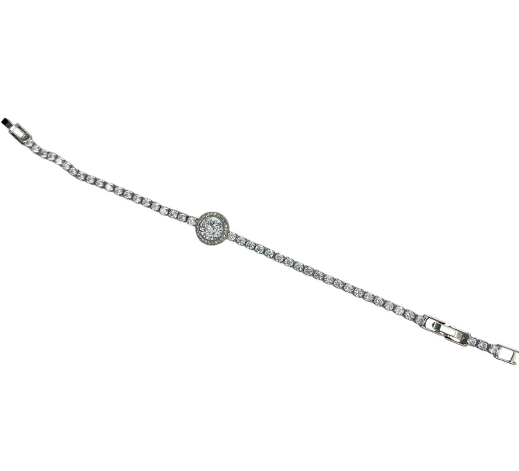 BRACCIALE - TENNIS CON CIONDOLO - ARGENTO