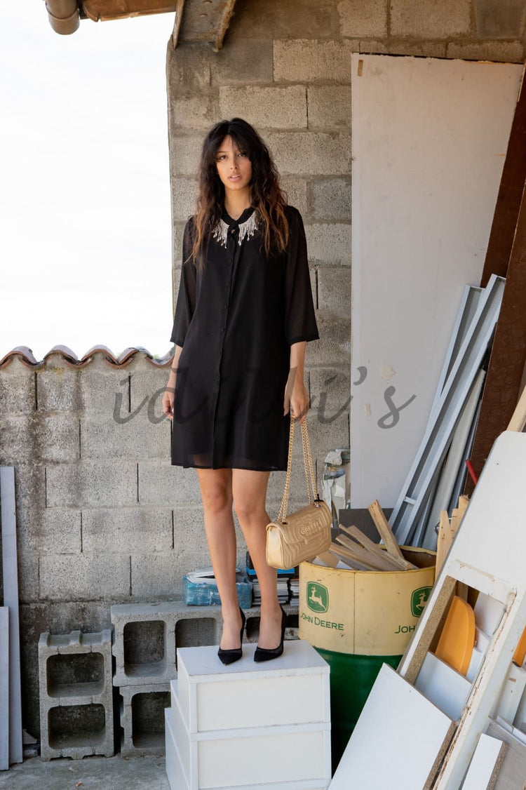 VESTITO CAMICIA - NERO