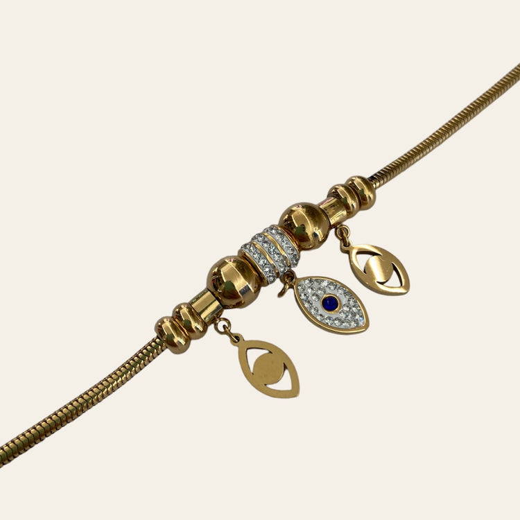 BRACCIALE - TENNIS ORO - OCCHIO BLU