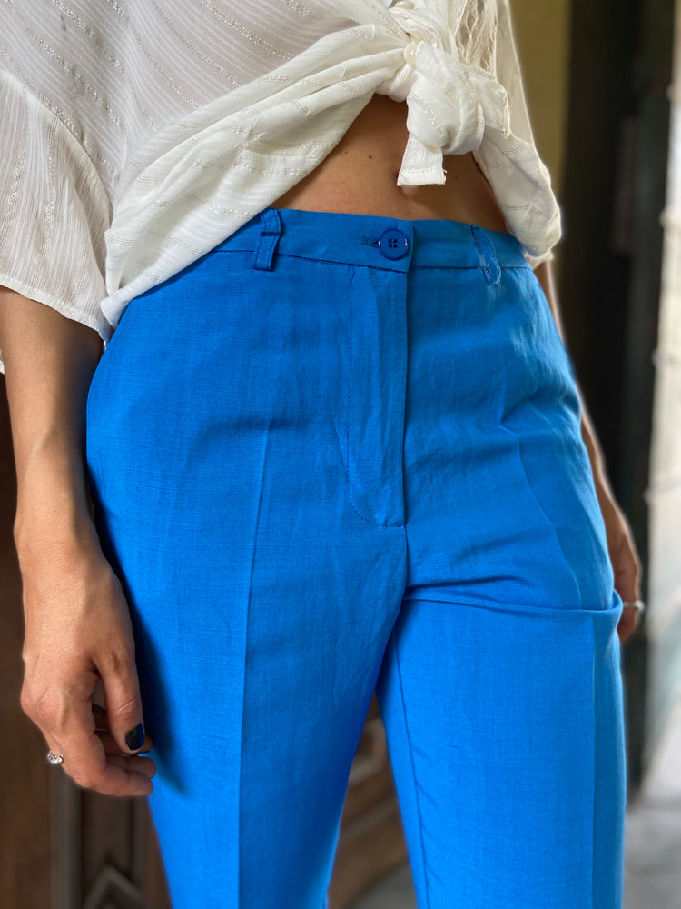 VICOLO - PANTALONE IN LINO - BLUETTE