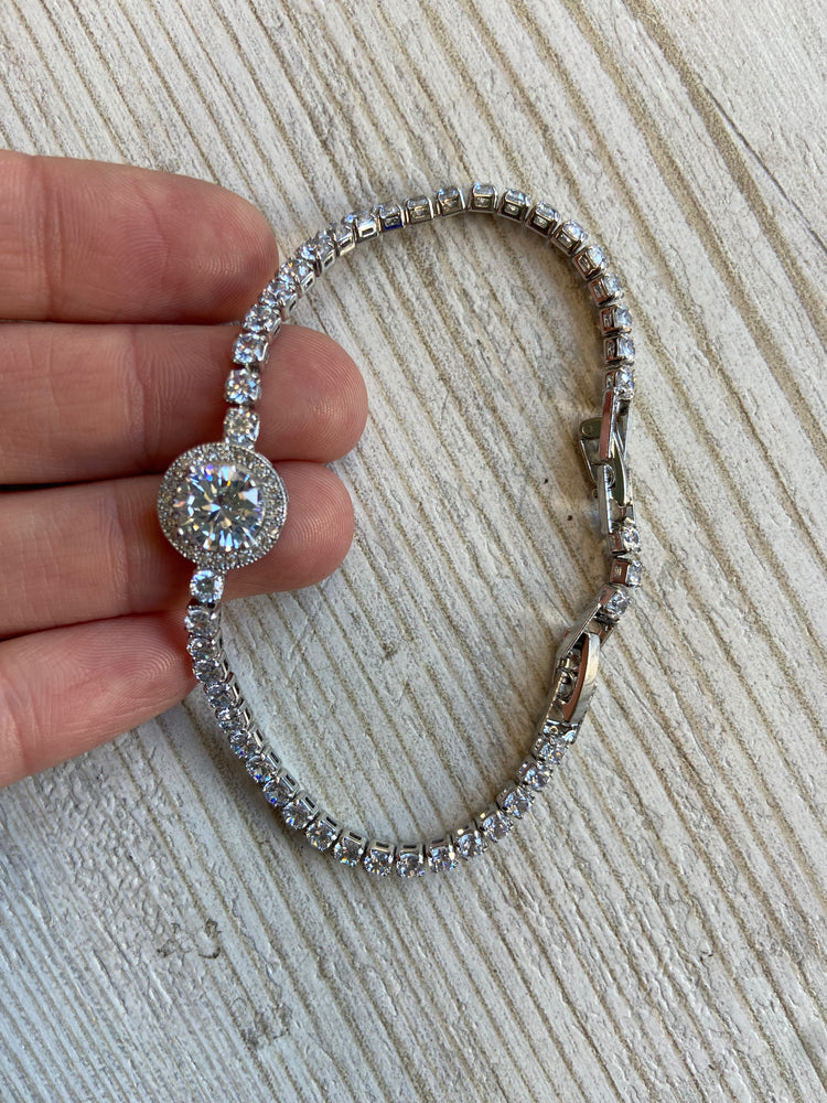 BRACCIALE - TENNIS CON CIONDOLO - ARGENTO