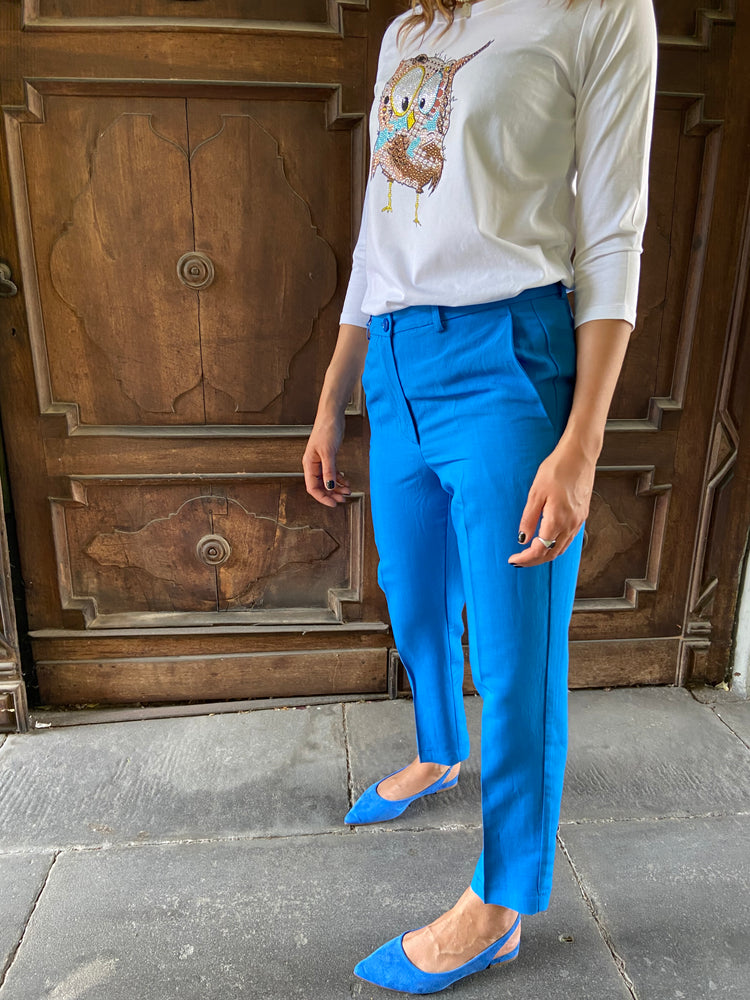 VICOLO - PANTALONE IN LINO - BLUETTE