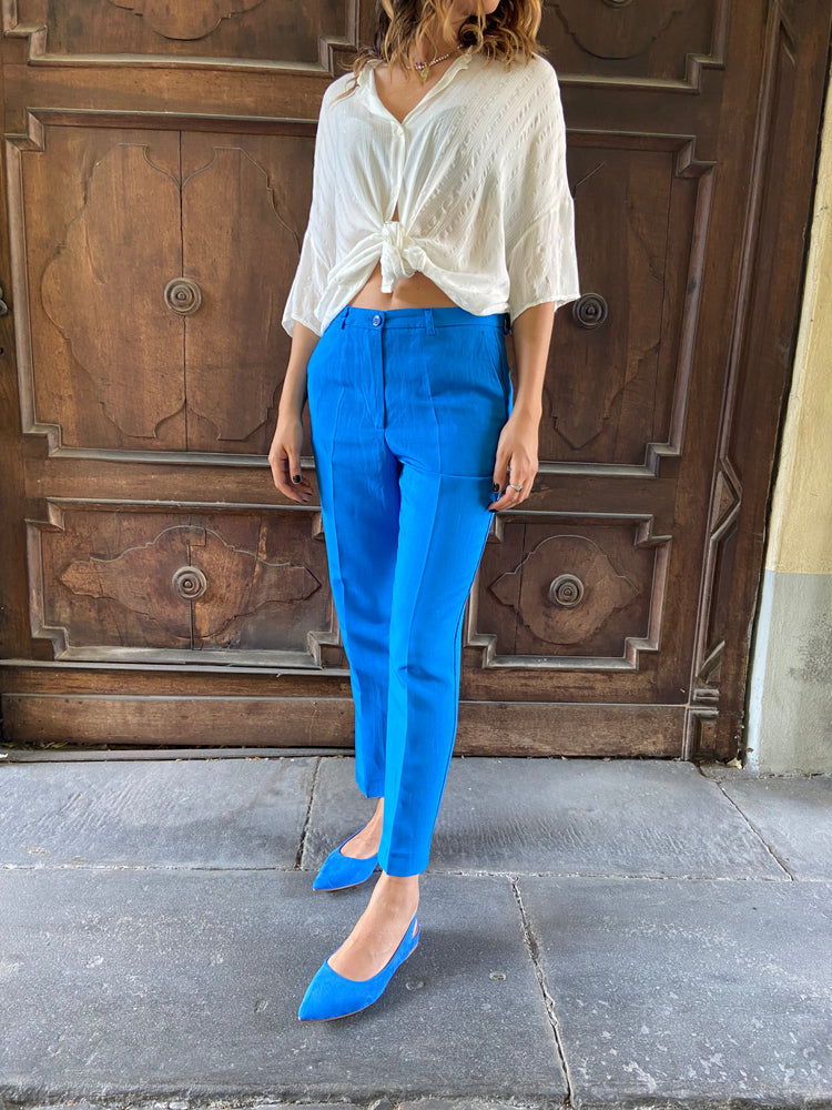VICOLO - PANTALONE IN LINO - BLUETTE