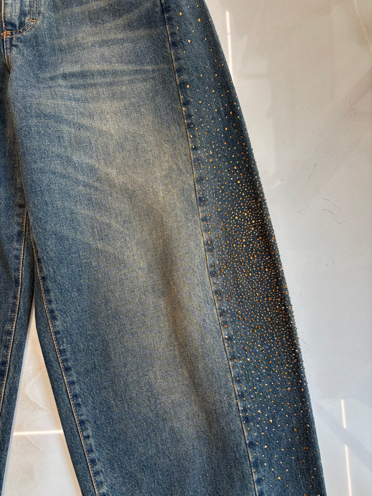 CARMEN - JEANS OVETTO CON STRASS - RAME