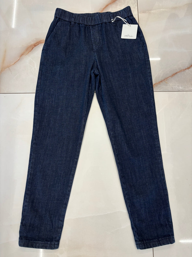CARMEN - JEANS DRITTO CON COULISSE - BLU DENIM