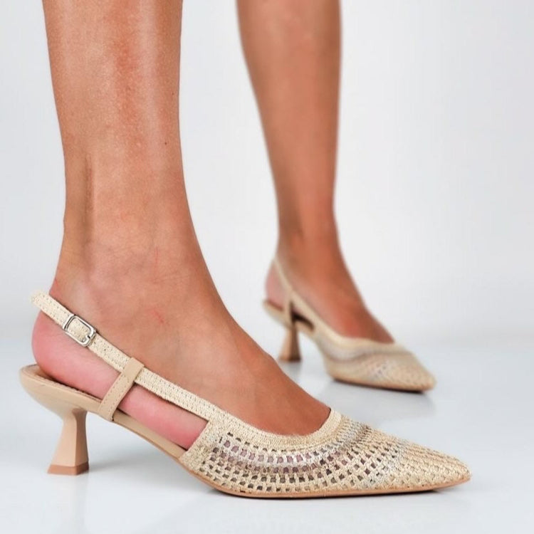 SLINGBACK INTRECCIO - BEIGE