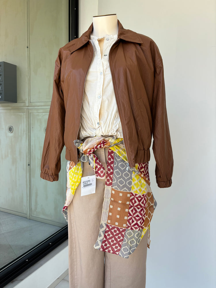 Susy mix - Giubbino zip ecopelle - marrone