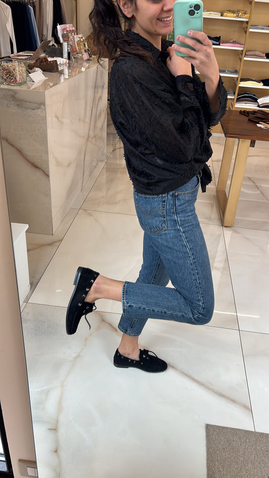 SUSY MIX - CAMICIA RICAMATA - NERO