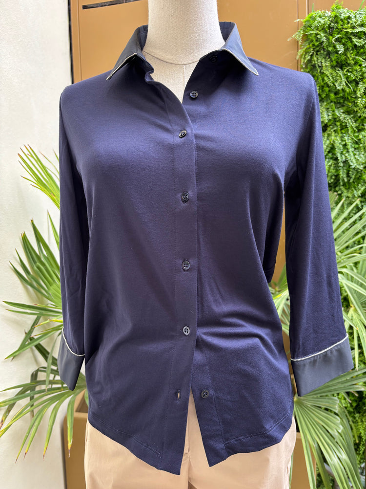 DANIEL E MAYER - CAMICIA IN MAGLIA - BLU NOTTE