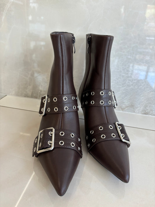 STIVALETTO DUE FIBBIE - MARRONE