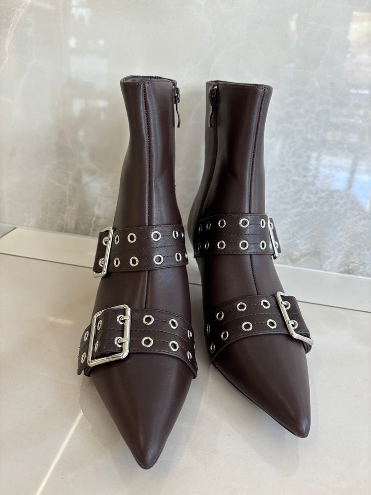 STIVALETTO DUE FIBBIE - MARRONE