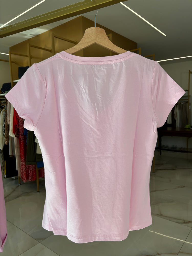 DANIEL &  MAYER - T SHIRT - SCOLLO A V - ROSA