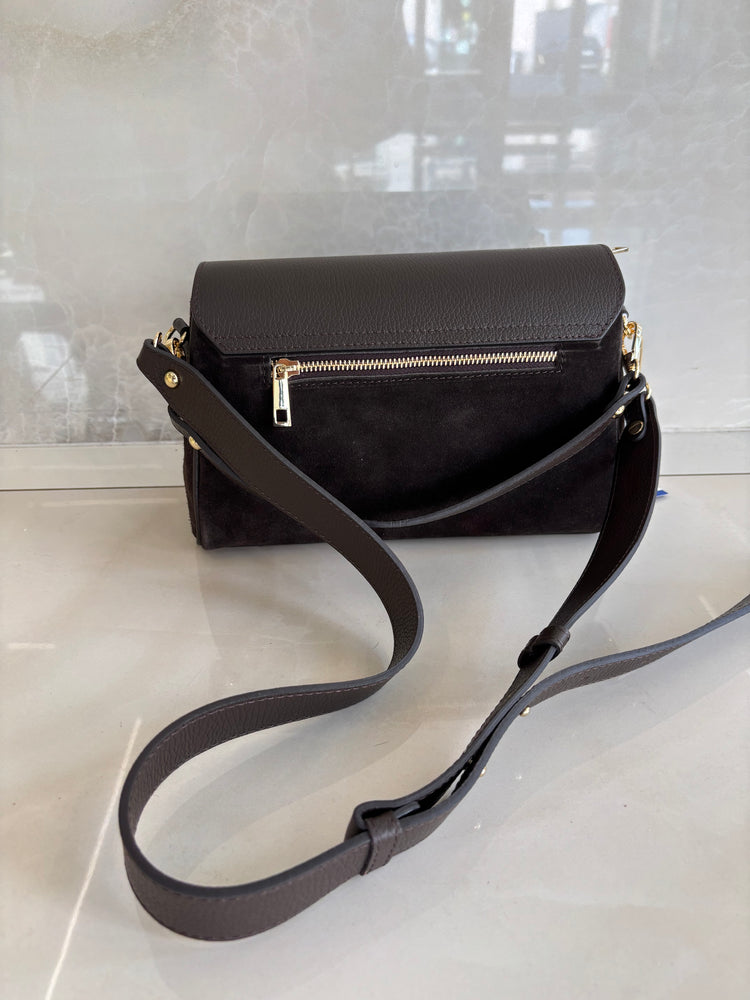 BORSA SUEDE E PELLE  - TESTA DI MORO