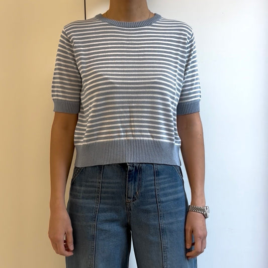 SUSY MIX - MAGLIA RIGATA MANICA 3/4 - CELESTE