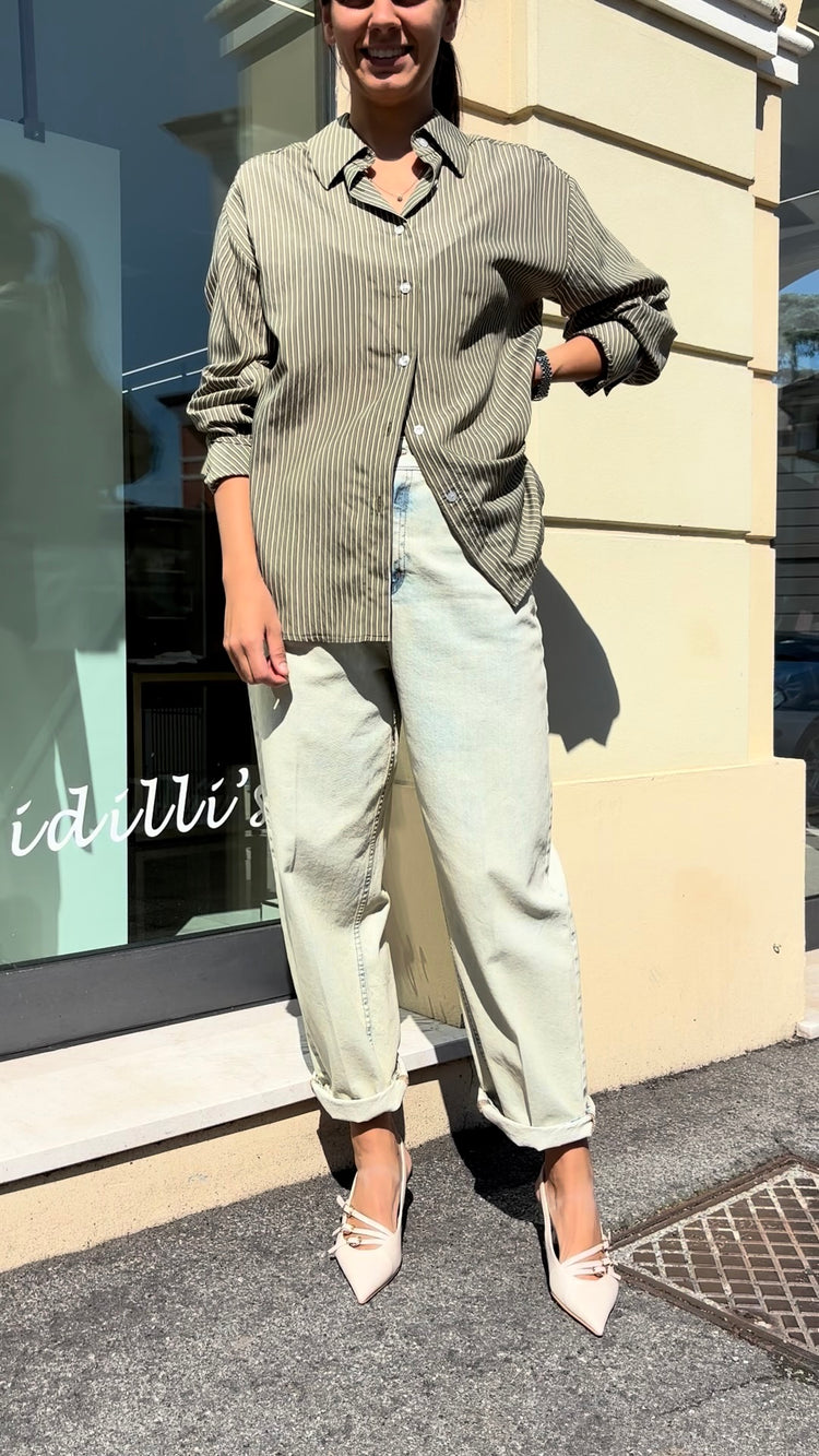 SUSY MIX - CAMICIA RIGHE - VERDE MILITARE