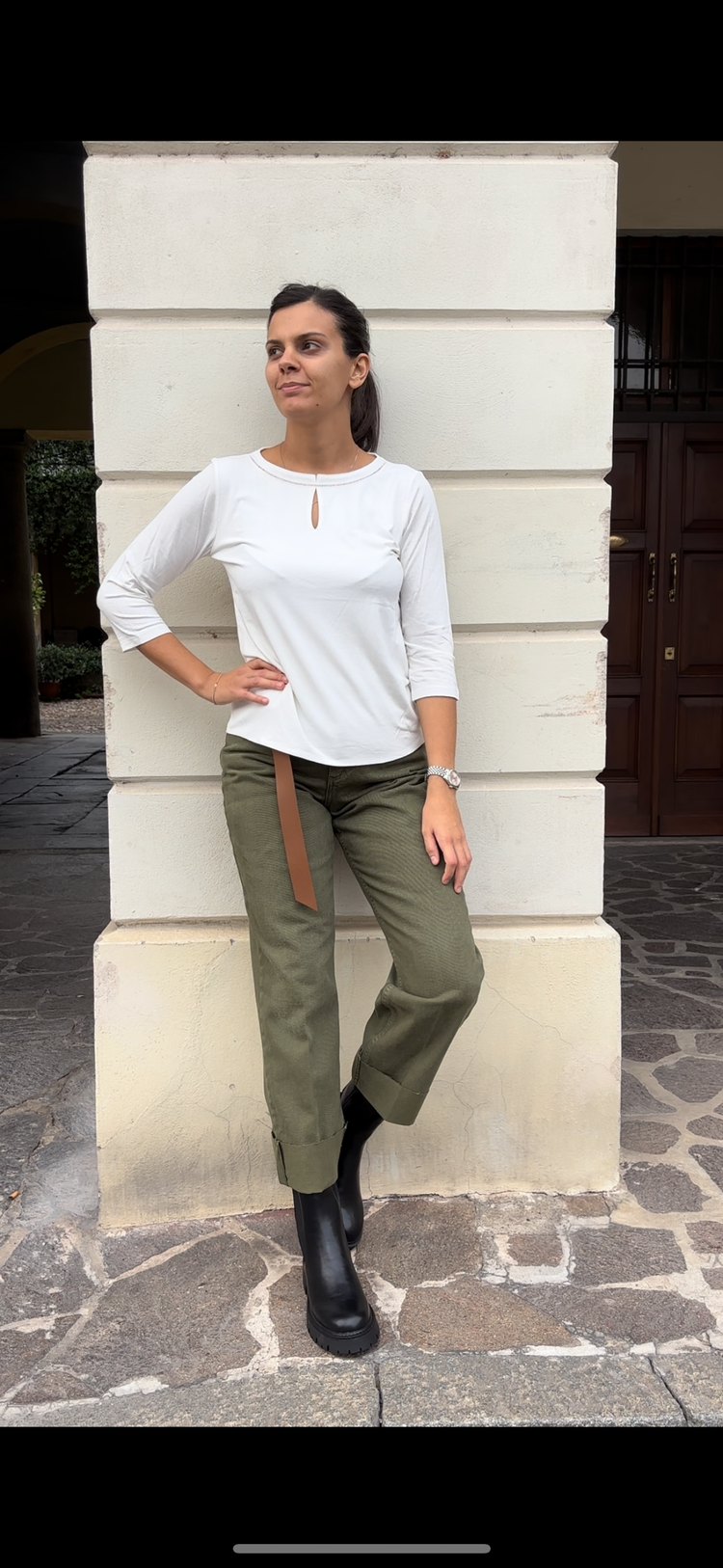 HAVEONE - PANTALONE " MANDY " - VERDE MILITARE