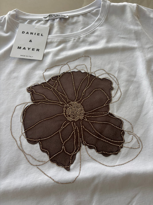 Daniel e mayer - T Shirt fantasia fiore - bianca