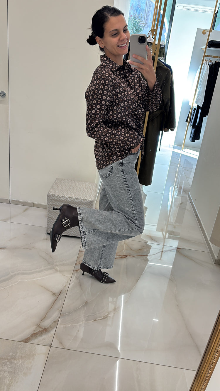 STIVALETTO DUE FIBBIE - MARRONE