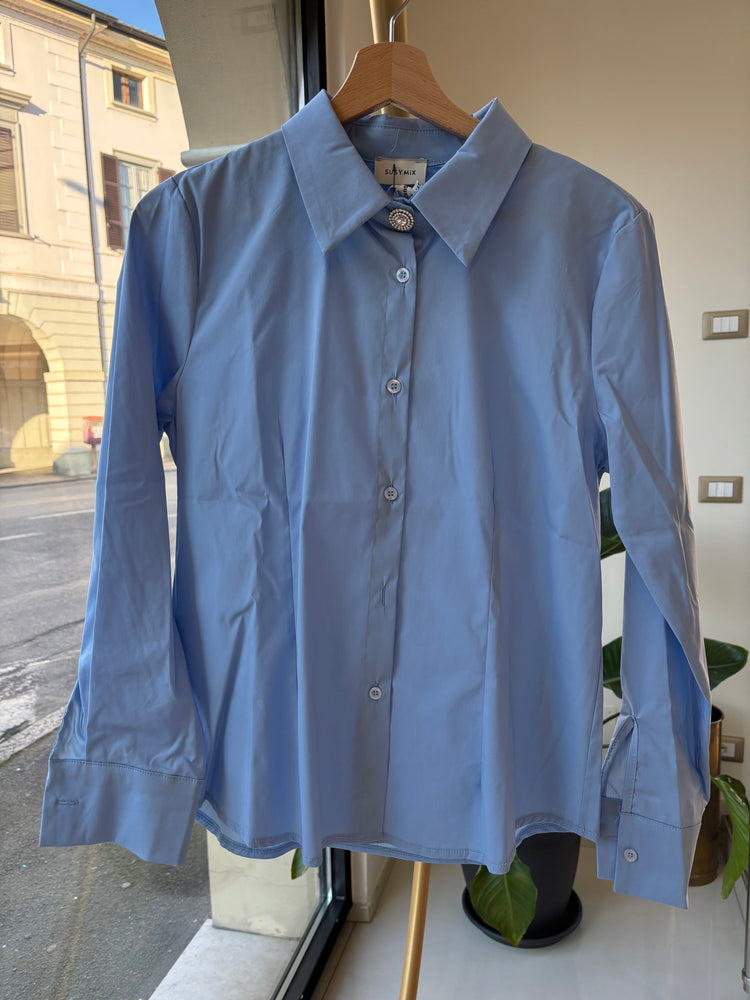 SUSY MIX - CAMICIA BOTTONE GIOIELLO - AZZURRA