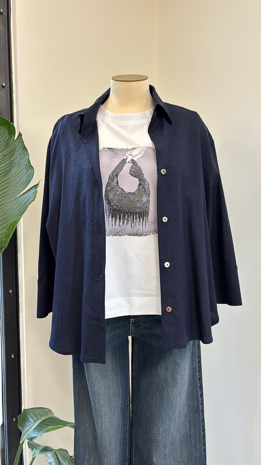 DANIEL & MAYER - CAMICIA IN LINO - PENNY - BLU NOTTE