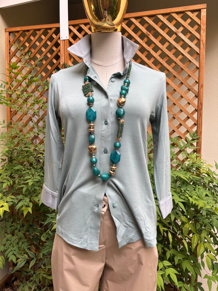 DANIEL E MAYER - CAMICIA IN MAGLIA - VERDE ACQUA
