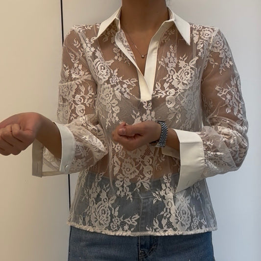 SUSY MIX - CAMICIA PIZZO - CREMA